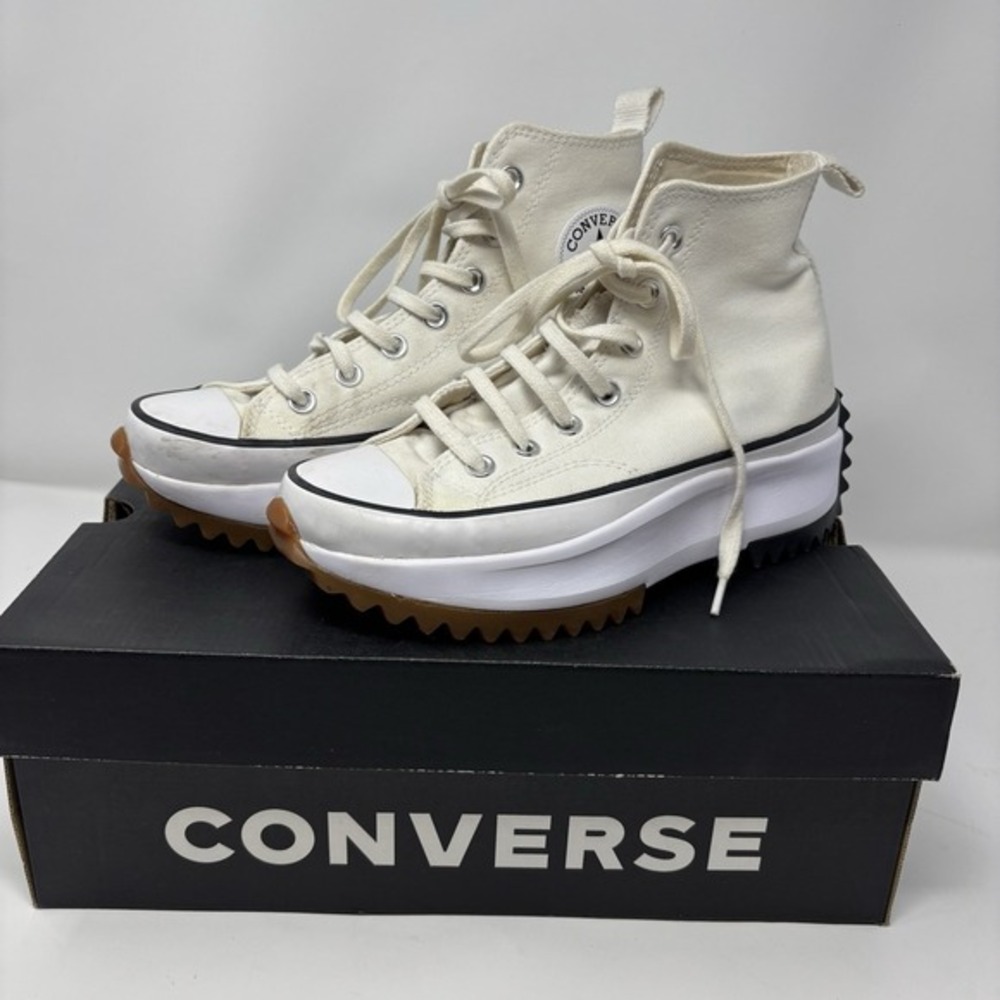 Converse Chuck Taylor Run Star Hike Hi Platform Shoes‎ Sneakers Womens 7 White